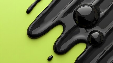 Black Soap Bubbles on Green Background, Abstract Image, Texture, Pattern, Wallpaper, Cover and Screen of Smartphone, Cell Phone, Computer, Laptop, 9:16 and 16:9 Format