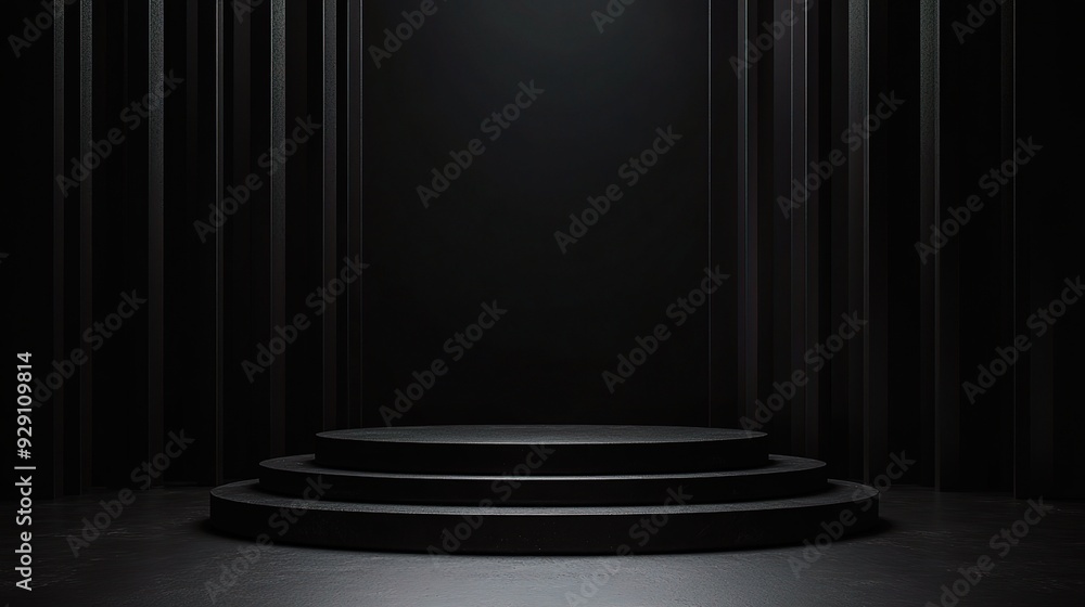 Aufkleber dark podium with a matching dark background, creating a dramatic and elegant display, copy space