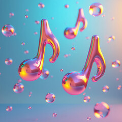 Background with bubbles in the shape of musical notes