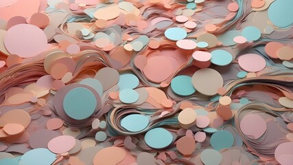 Pastel-colored circles serve as the backdrop in this abstract generative AI picture of a fantasy natural setting.