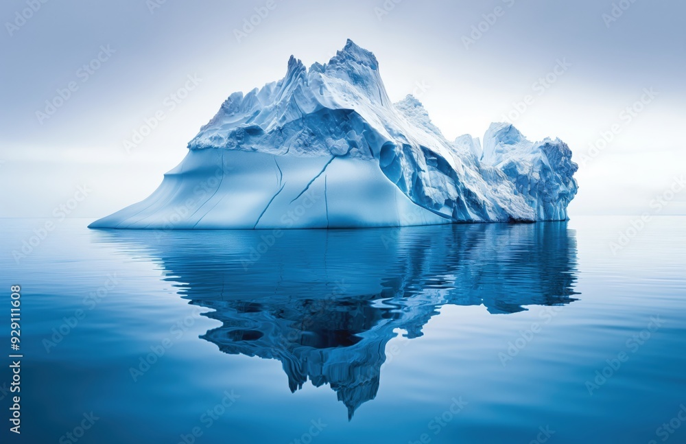 Aufkleber a large ice block is floating in the ocean. the water is calm and the ice is reflecting the sky