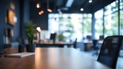 blurry office background with a soft focus, featuring modern office furniture and a professional look