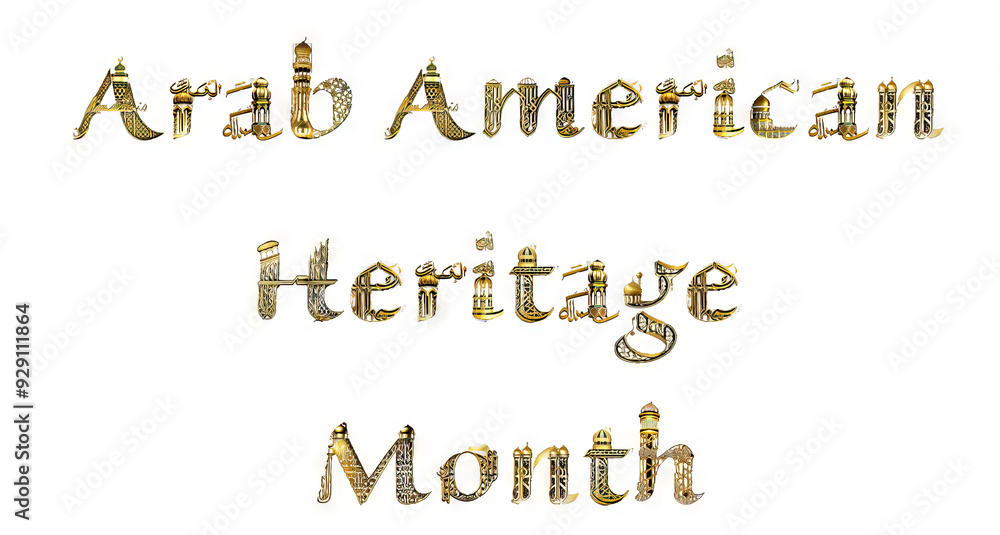 Wall mural arab american heritage month text graphics