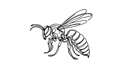 Hornet one line drawing vector illustration