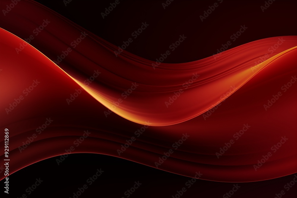 Poster a red wave with a black background. the red color is bold and the wave is long and curvy. scene is e