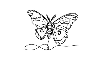 moth line art illustration vector