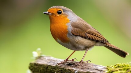 A small bird with orange and grey feathers sitting on a branch, AI