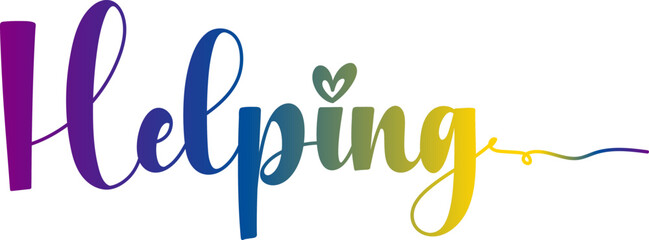 The word Helping, Helping gradient text, helping vector