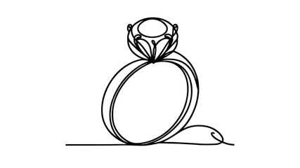ring with a small gemstone line art vector
