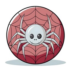 hilarious spider in web halloween sticker, isolated on white background