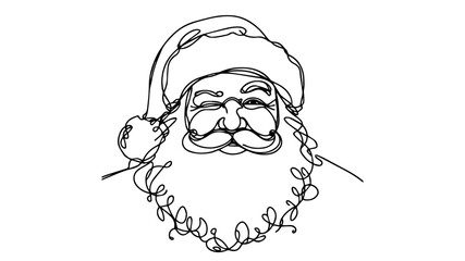 Happy Santa winking one line illustration
