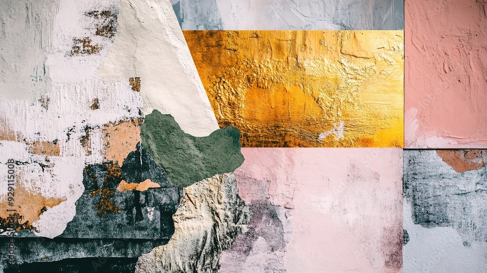 Poster collage elements abstract background with layered textures and mixed materials
