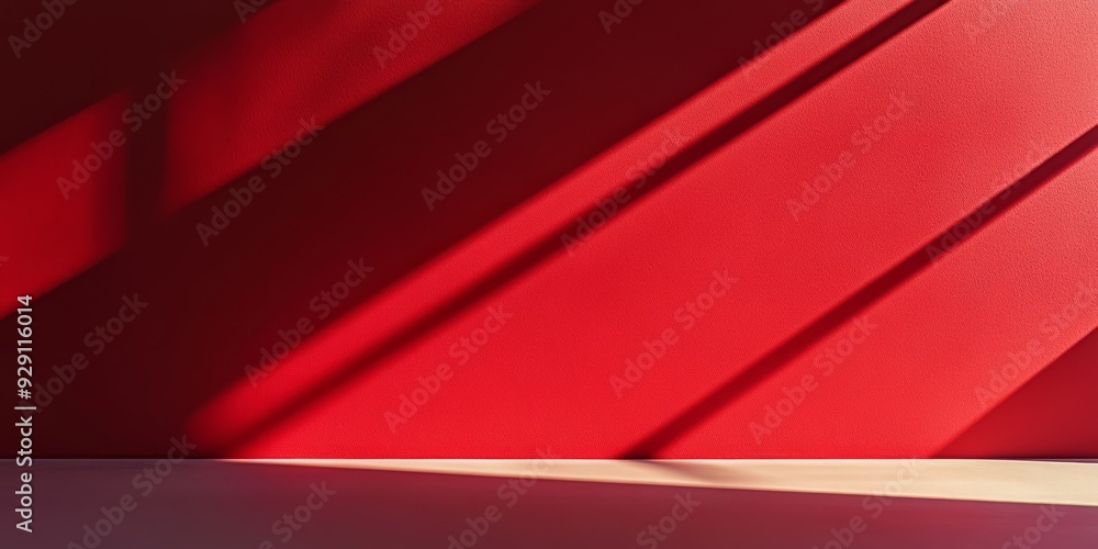 Poster a stunning red wall is casting sharp shadows that evoke a captivating sense of depth and profound em