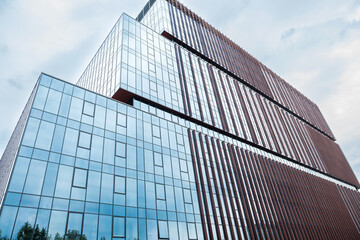 Obraz premium Glass office business buildings downtown. Business concept. Contemporary architectural background
