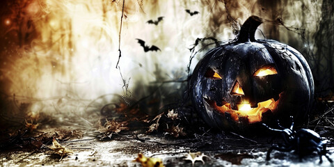 Halloween event background with pumpkins. Scary illustration for banners, posters, greetings and Halloween celebrations.
