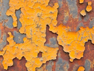 Close-up of old metal surface featuring peeling paint and rust. Generative AI