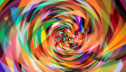 Obraz premium chaotic swirl of vibrant colors sharp geometric shapes overlap creating dizzying visual maze
