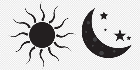 Sun moon icon illustration isolated vector sign symbol. EPS 10.