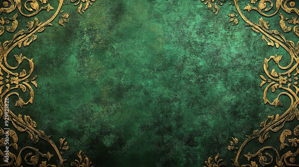 Poster green background pattern with intricate motifs and rich textures