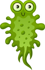 Fototapeta premium Green germ cell. Cartoon funny disease mascot