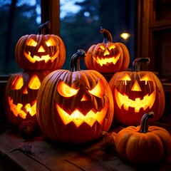 Jack-o'-Lanterns on a Porch