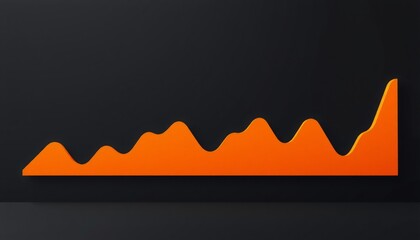 Minimalist 3D line graph with vibrant orange segments on a black background sleek design showcasing consistent growth and financial prosperity