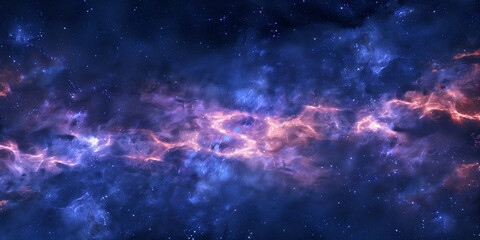 Naklejka premium Space concept background. Universe galaxy horizontal poster. Amazing cosmic wallpaper. Raster bitmap digital illustration. AI artwork.