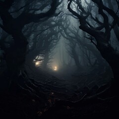 Spooky Forest with Creepy Trees