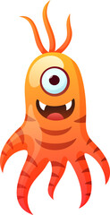 Cartoon monster cell. Bizarre creature. Colorful bacterium
