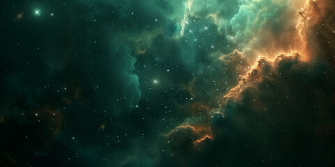 Fototapeta premium Space concept background. Universe galaxy horizontal poster. Amazing cosmic wallpaper. Raster bitmap digital illustration. AI artwork.