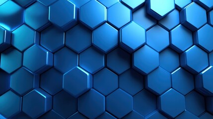 Naklejka premium A close-up of a blue hexagonal pattern with a 3D effect.