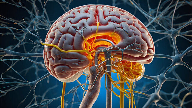 Human Brain Anatomy For Medical Concept isolated on transparent background
