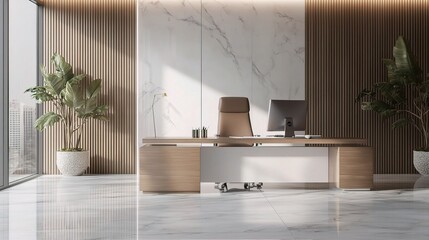 Modern office background with sleek designs, clean lines, and a professional appearance