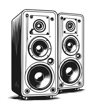 black and white speakers clip art preview