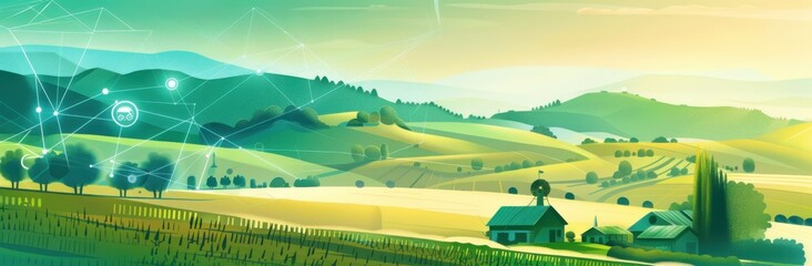 Obraz premium Smart Farming in Rural Landscape