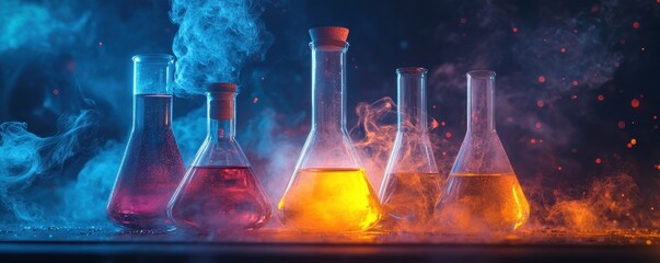 Laboratory experiments on a solid dark background