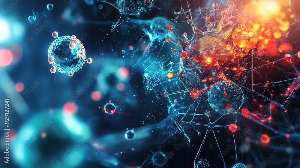 Aufkleber nanotechnology scene with nanoscale devices and applications in various fields