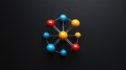 Atomic structure model on a solid black background