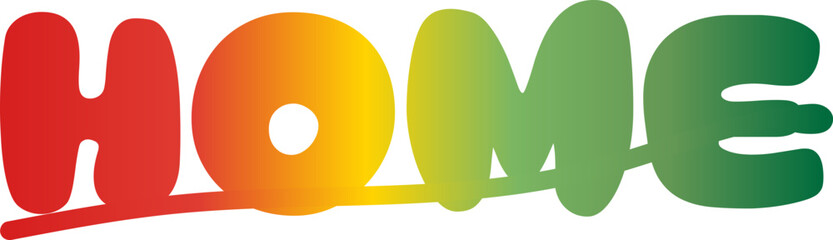 gradient color, HOME text. Vector welcome home word. Typography cozy design for print to poster, banner, welcome doormat, card for your sweet home. Calligraphic quote Vector illustration