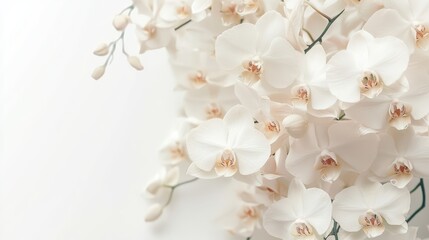 A close-up of elegant white orchids, showcasing their delicate beauty and natural grace.