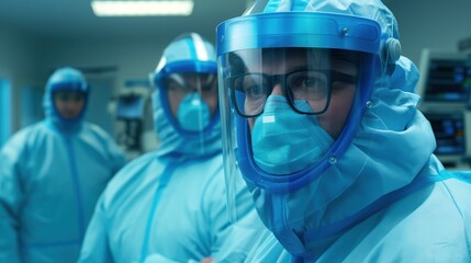 Medical doctor in a hospital setting examining patient X-ray with colleagues, discussing treatment options, modern equipment and technology in the background