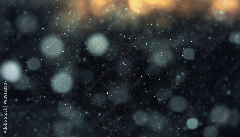 Poster soft bokeh effect with floating dust particles against a dark background