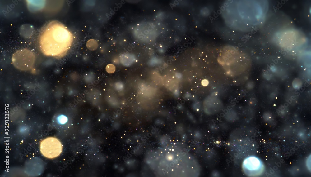 Aufkleber sparkling bokeh and shimmering particles in a dark background at night