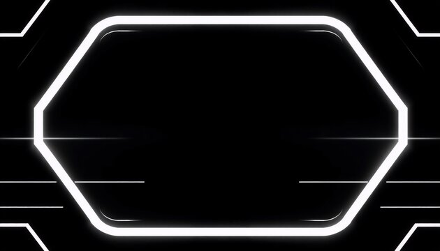 Sleek black and white vector frame with bold rounded edges and clean cross elements showcasing a minimalist cyberpunk aesthetic