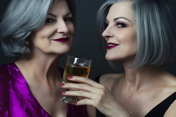 two ladies with champagne