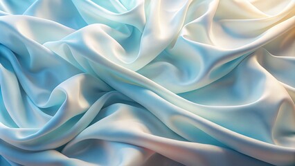 Fototapeta premium Soft, luminous fabric texture with gentle gradient transition from pale blue to creamy white, creating a serene and calming abstract background.