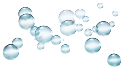 PNG  Floating translucent blue bubbles background