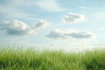 Fototapeta premium Virtual landscape with photorealistic textures and dynamic lighting, expansive sky and copy space for creative text.