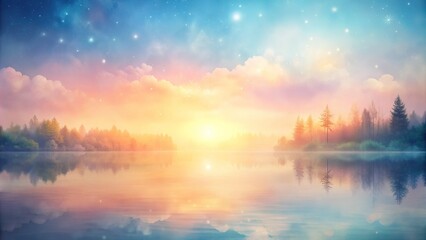 Obraz premium Softly blended watercolor pastel hues transition into a gentle gradient background, evoking a calming atmosphere with warm, ethereal tones and subtle texture.