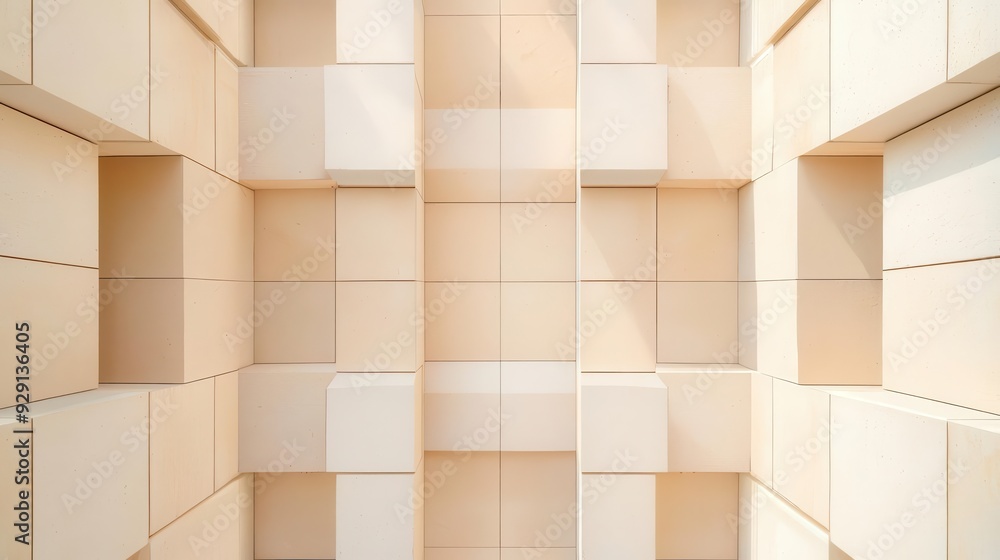 Poster structured architectural elements in a symmetrical layout, modern and clean, perfect for text overla